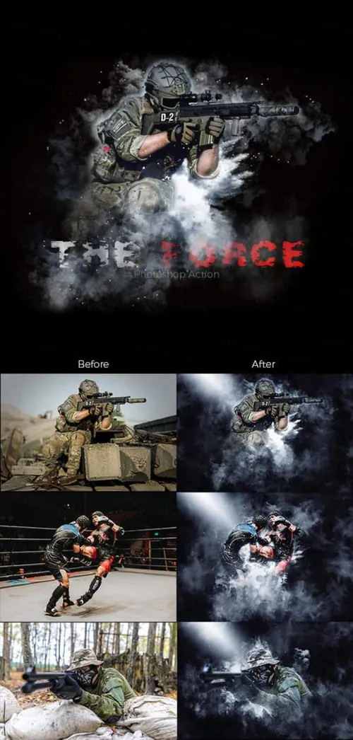 战争烟雾电影效果PS动作下载56The Force Photoshop Action