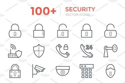 100 安全矢量图标 100  Security Vector Icons
