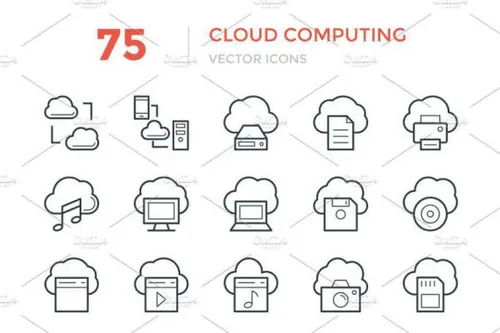 75个云计算矢量图标 75 Cloud Computing Vector Ico