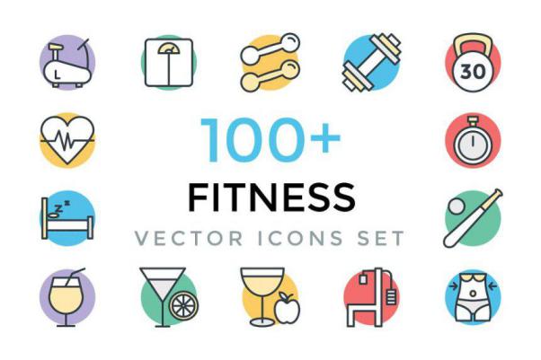 100 健身运动矢量图标 100  Fitness Vector Icons