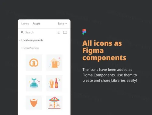 啤酒节平面图标Oktoberfest Flat Icons