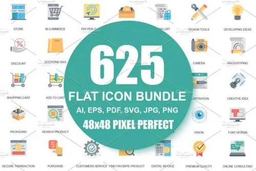 扁平化业务Web图标 Flat Business Web Icons