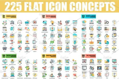 扁平风格概念图标模板 Pack Flat Icons