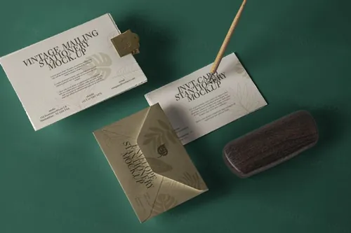 老式的Psd信封样机集 Vintage Psd Envelope Mockup Set