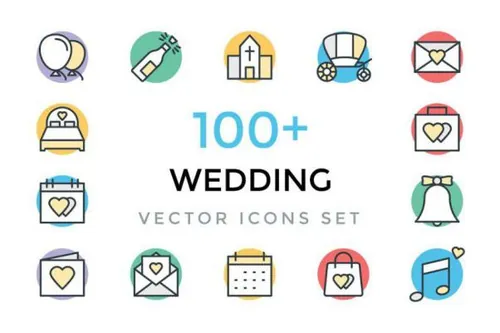 100 婚礼矢量图标 100  Wedding Vector Icons