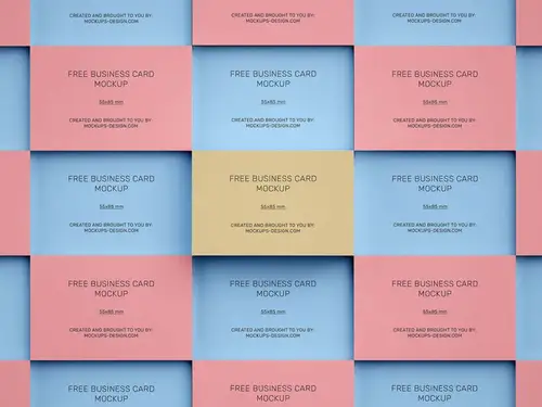 堆叠平铺名片设计提案样机PSD模板 Stacked Business Cards Mock