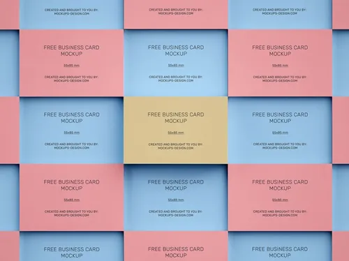 堆叠平铺名片设计提案样机PSD模板 Stacked Business Cards Mockup / 55 x 85 mm