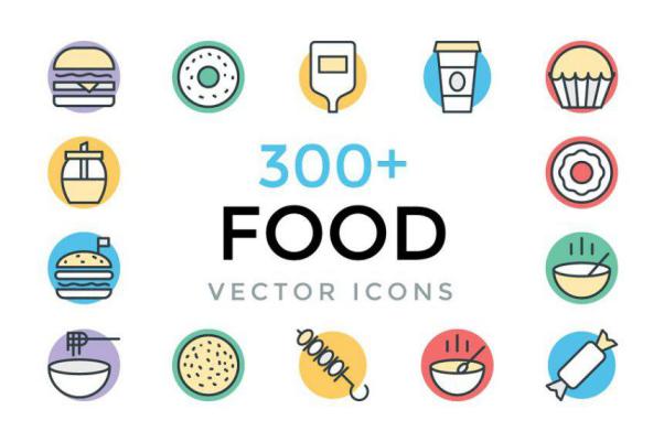 食物矢量图标 300  Food Vector Icons