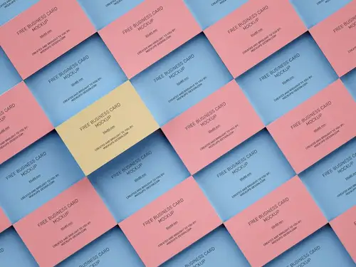 堆叠平铺名片设计提案样机PSD模板 Stacked Business Cards Mock