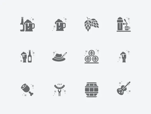 啤酒节标志符号Oktoberfest Glyph Icons