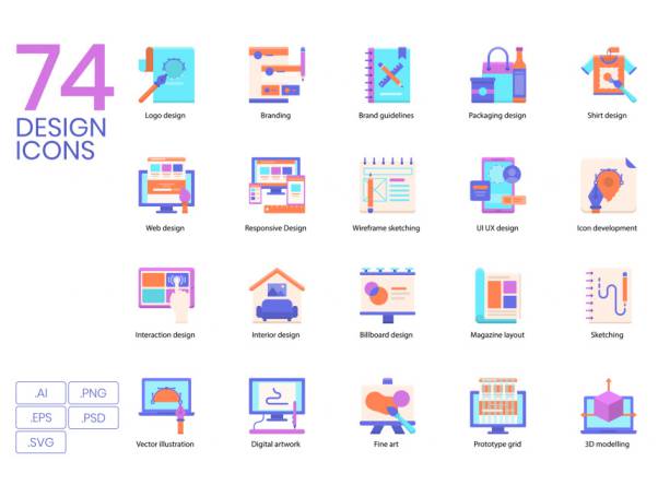 74个创意设计相关图标套装Creative Design Icons