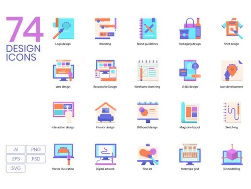 74个创意设计相关图标套装Creative Design Icons