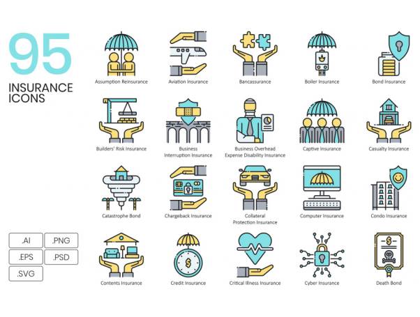 95个保险相关创意图标Insurance Icons