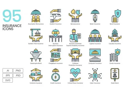 95个保险相关创意图标Insurance Icons