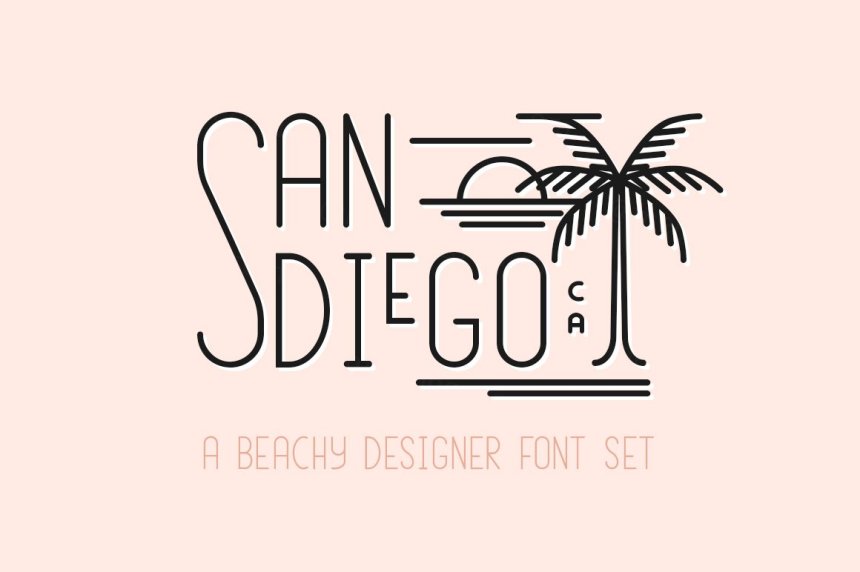 海滨趣味字体 San Diego  Beach Font Set