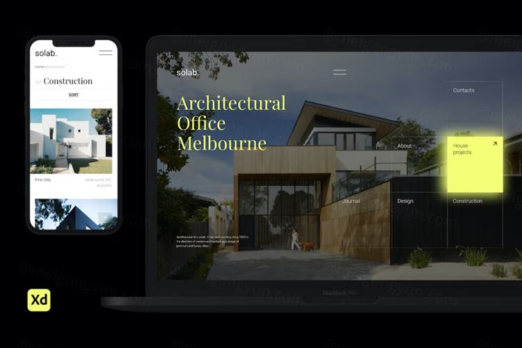 房地产企业宣传网站Web UI界面网页XD模板素材
