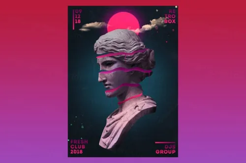 复古个性的蒸汽波音乐PSD海报折页素材 Alternat Music Flyer Poster