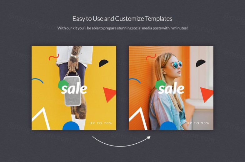 潮流Ins自媒体宣传海报PSD模板 Social Media Boos