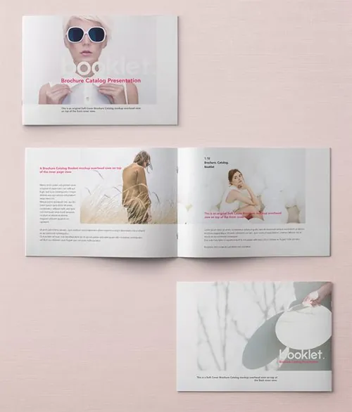 完整的A4景观psd手册和小册子样机模板 A4 Landscape Psd Brochure Mockup