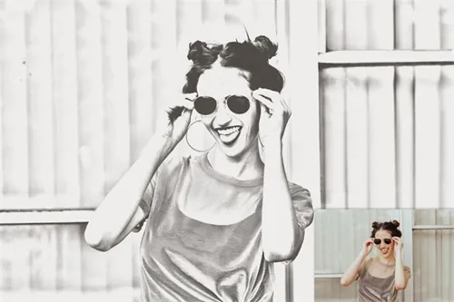 PS动作照片转换逼真铅笔素描独特操作Newspaper Print