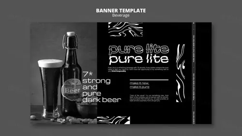 潮流酸性暗黑风酒吧KTV饮料酒水宣传横幅海报PSD模板 De