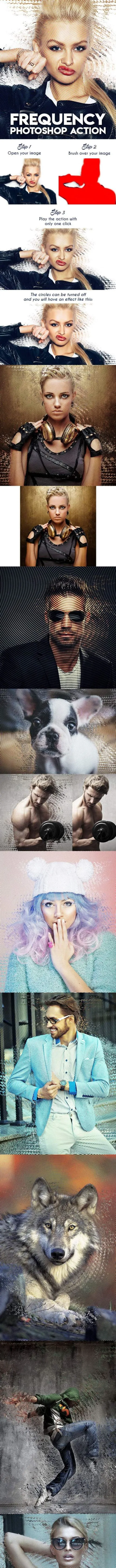 现代无线电波信号效果ps动作下载Frequency Photoshop Action