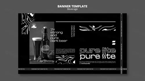 潮流酸性暗黑风酒吧KTV饮料酒水宣传横幅海报PSD模板 De