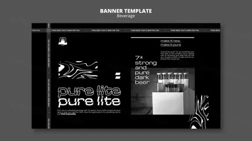 潮流酸性暗黑风酒吧KTV饮料酒水宣传横幅海报PSD模板 Delicious beverage template