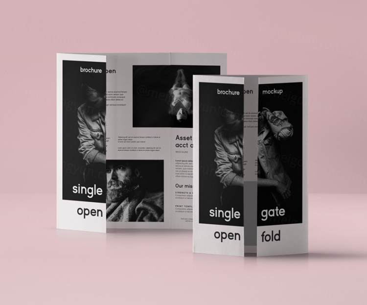 单折psd小册子样机模板 Psd Single Gate Fold Mockup US A4