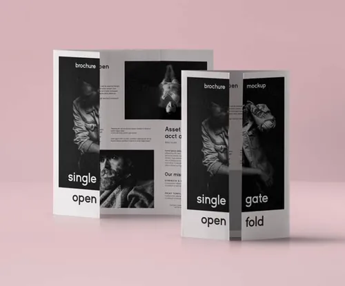 单折psd小册子样机模板 Psd Single Gate Fold Mockup US A4