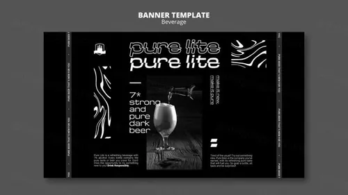 潮流酸性暗黑风酒吧KTV饮料酒水宣传横幅海报PSD模板 De