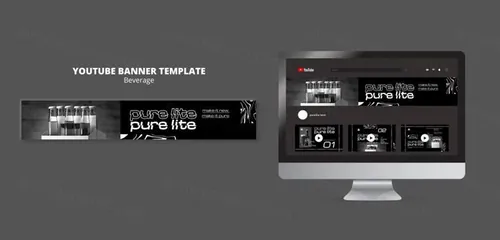 潮流酸性暗黑风酒吧KTV饮料酒水youtube封面横幅海报P