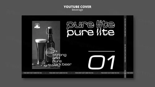 潮流酸性暗黑风酒吧KTV饮料酒水youtube封面横幅海报PSD设计模板