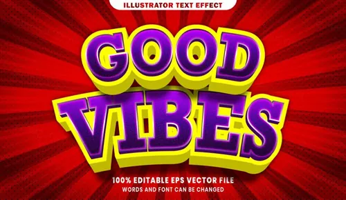 卡通漫画三维立体特效字体文本特效可编辑EPS矢量模板素材3d text style effect