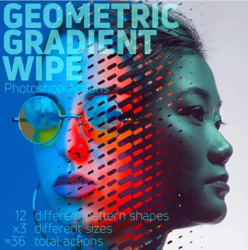 几何渐变擦除ps动作下载Geometric Gradient Wipe Actions