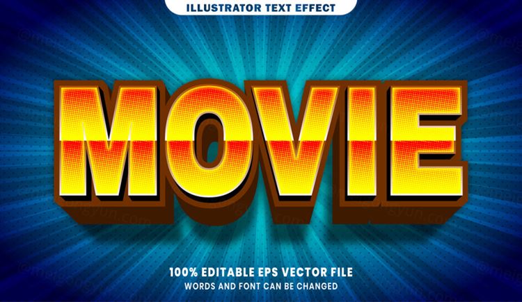 卡通漫画三维立体特效字体文本特效可编辑EPS矢量模板素材3d text style effect