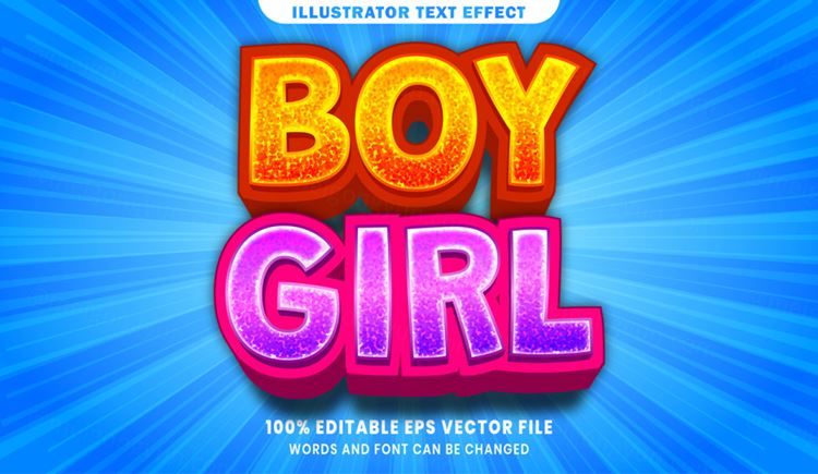 卡通漫画三维立体特效字体文本特效可编辑EPS矢量模板素材3d text style effect