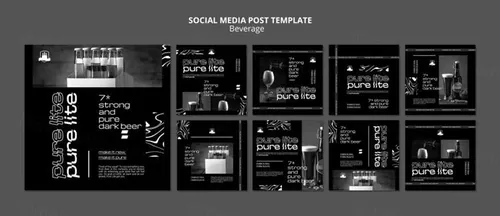 潮流酸性暗黑风酒吧KTV饮料酒水Ins自媒体宣传海报PSD模板 Delicious beverage