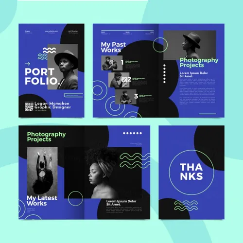 创意几何图形自由工作者简历矢量设计模板素材 Flat design portfolio template