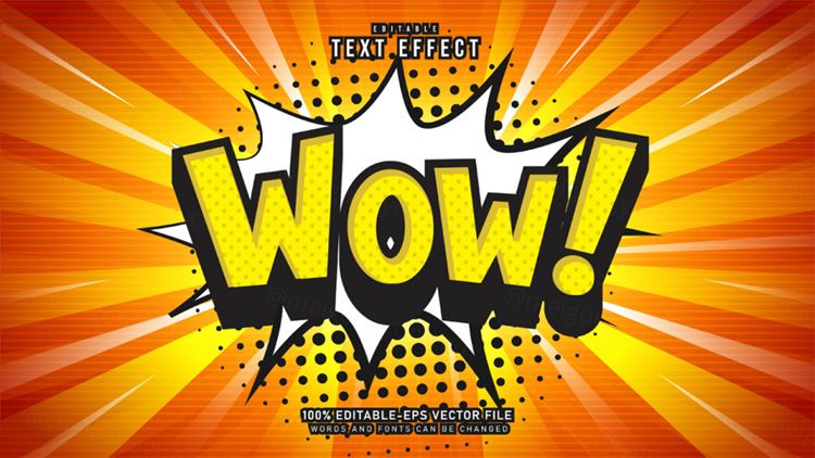 卡通漫画三维立体特效字体文本特效可编辑EPS矢量模板素材3d text style effect