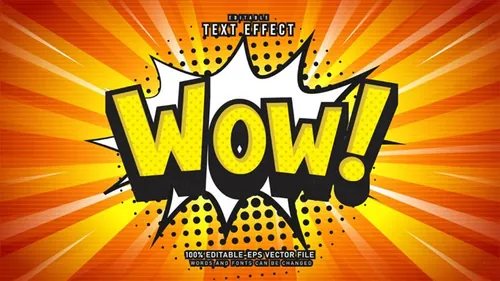 卡通漫画三维立体特效字体文本特效可编辑EPS矢量模板素材3d text style effect