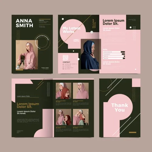 创意几何图形自由工作者简历矢量设计模板素材 Flat design portfolio template