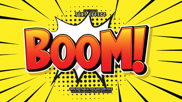 卡通漫画三维立体特效字体文本特效可编辑EPS矢量模板素材3d text style effect