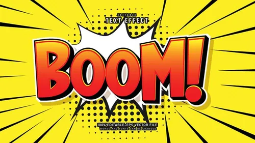 卡通漫画三维立体特效字体文本特效可编辑EPS矢量模板素材3d text style effect
