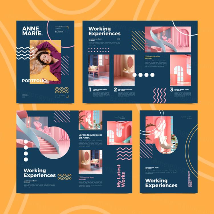 创意几何图形自由工作者简历矢量设计模板素材 Flat des