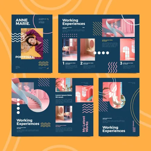 创意几何图形自由工作者简历矢量设计模板素材 Flat design portfolio template