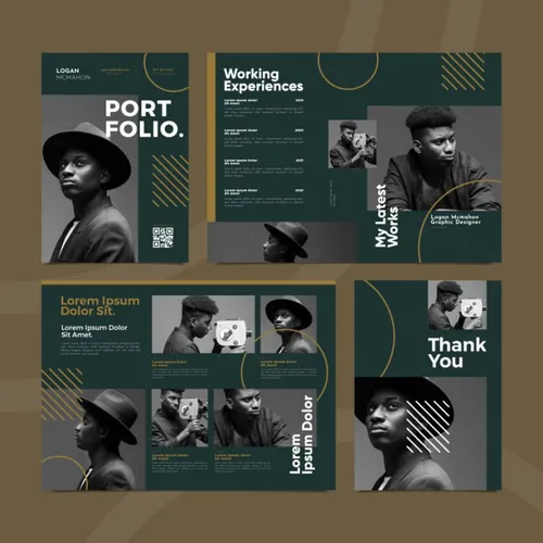 创意几何图形自由工作者简历矢量设计模板素材 Flat design portfolio template