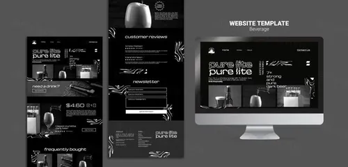 潮流酸性暗黑风酒吧KTV饮料酒水H5网页宣传PSD模板 De