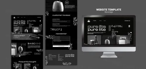 潮流酸性暗黑风酒吧KTV饮料酒水H5网页宣传PSD模板 Delicious beverage
