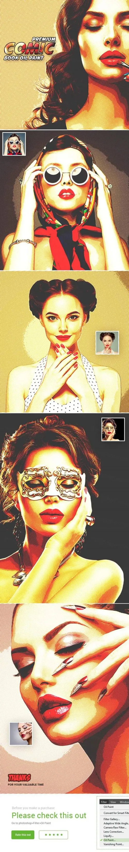 高级漫画书油画颜料艺术ps动作下载Premium Comic Book Oil Paint